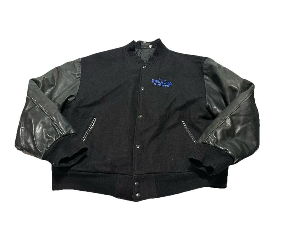 Vintage 90s Disney’s Wide World Of Sports Disney Sport Leather Bomber Jacket L